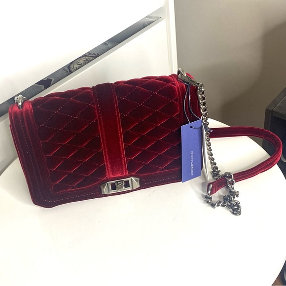 Rebecca Minkoff Love Crossbody Bag Purse in Velvet Red Port & Silver Hardware - Picture 5 of 10